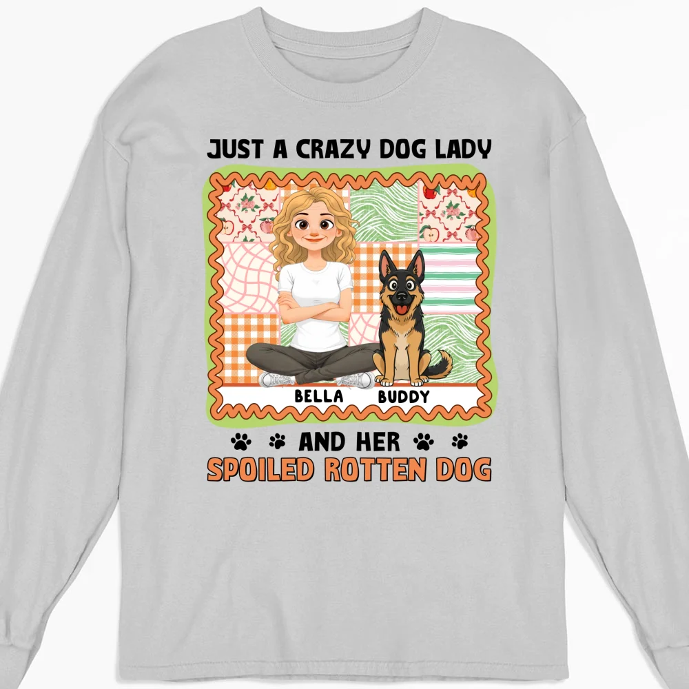 Just A Crazy Girl And Her Funny Dog - Personalized Custom Long Sleeve T-Shirt - Image 3
