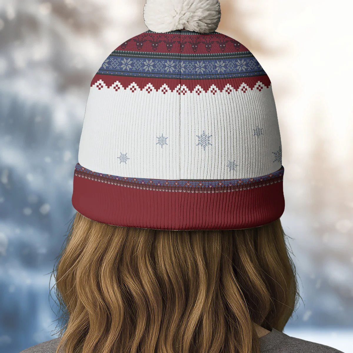 Just A Girl And Her Lovely Dogs Photo - Personalized Custom Bobble Beanie Hat - Image 3