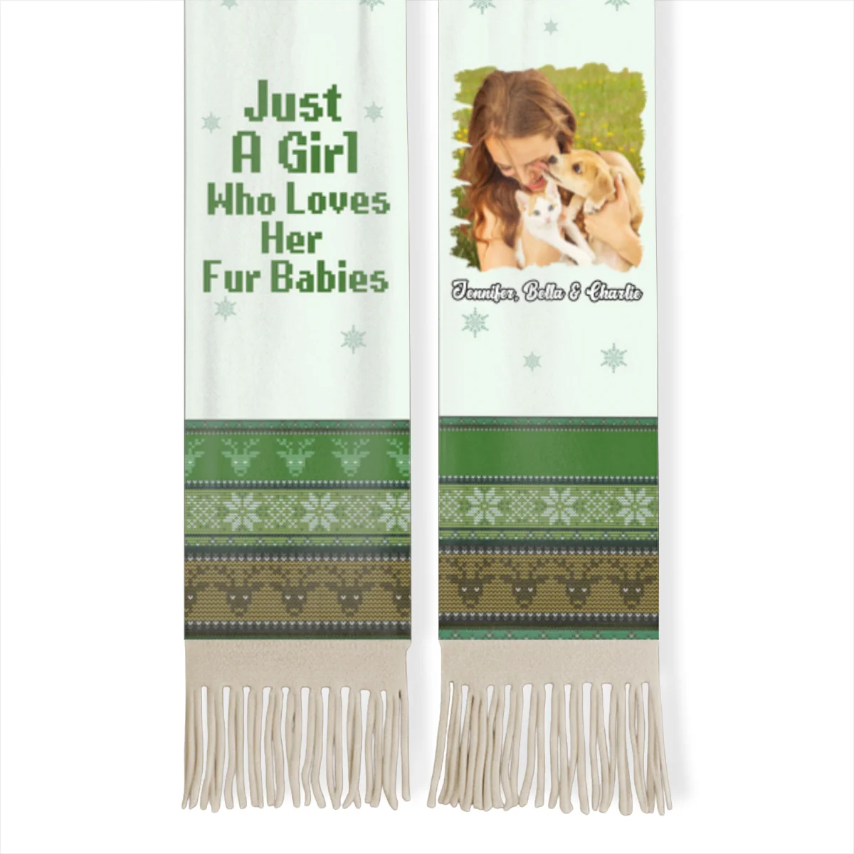 Just A Girl And Her Lovely Fur Babies Photo - Personalized Custom Scarf - Image 5
