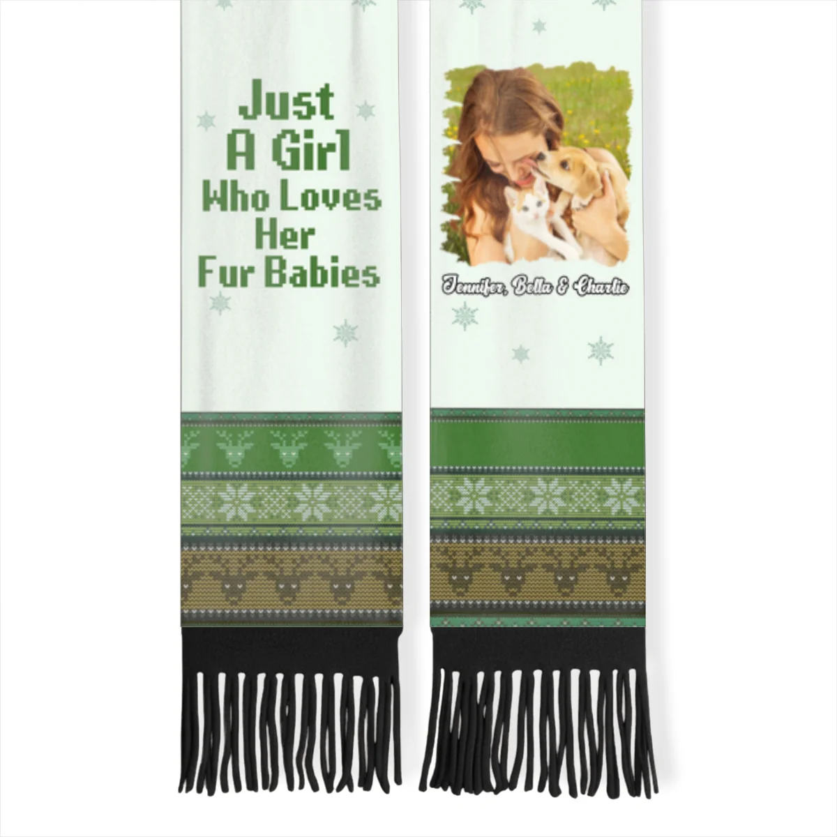 Just A Girl And Her Lovely Fur Babies Photo - Personalized Custom Scarf - Image 8