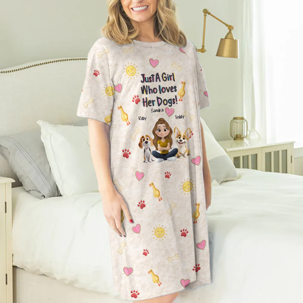 Just A Girl And Stuffy Dogs - Personalized Custom 3/4 Sleeve Dress - Image 2