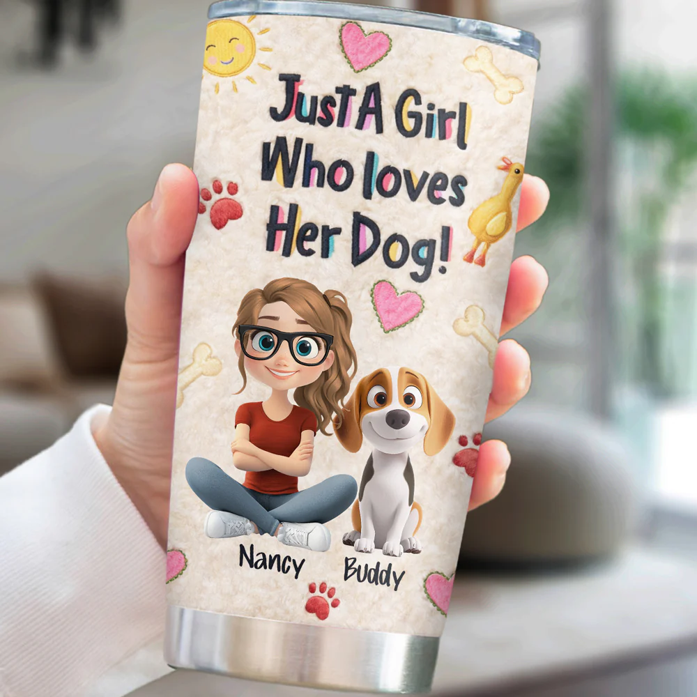 Just A Girl And Stuffy Dogs - Personalized Custom 3D Effect Tumbler - Image 4