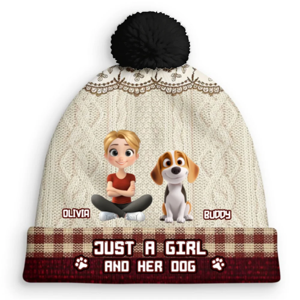 Just A Girl - Personalized Custom Bobble Beanie Hat - Image 9