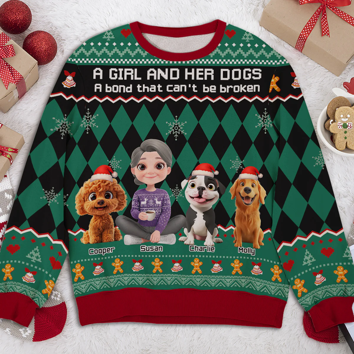 Just A Girl Who Loves Her Dog Christmas - Personalized Custom All-Over-Print Sweatshirt - Image 4