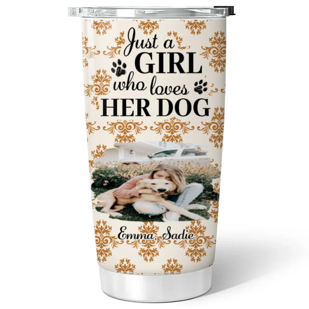 Just A Girl Who Loves Storybook Dog Photo - Personalized Custom Tumbler - Image 5