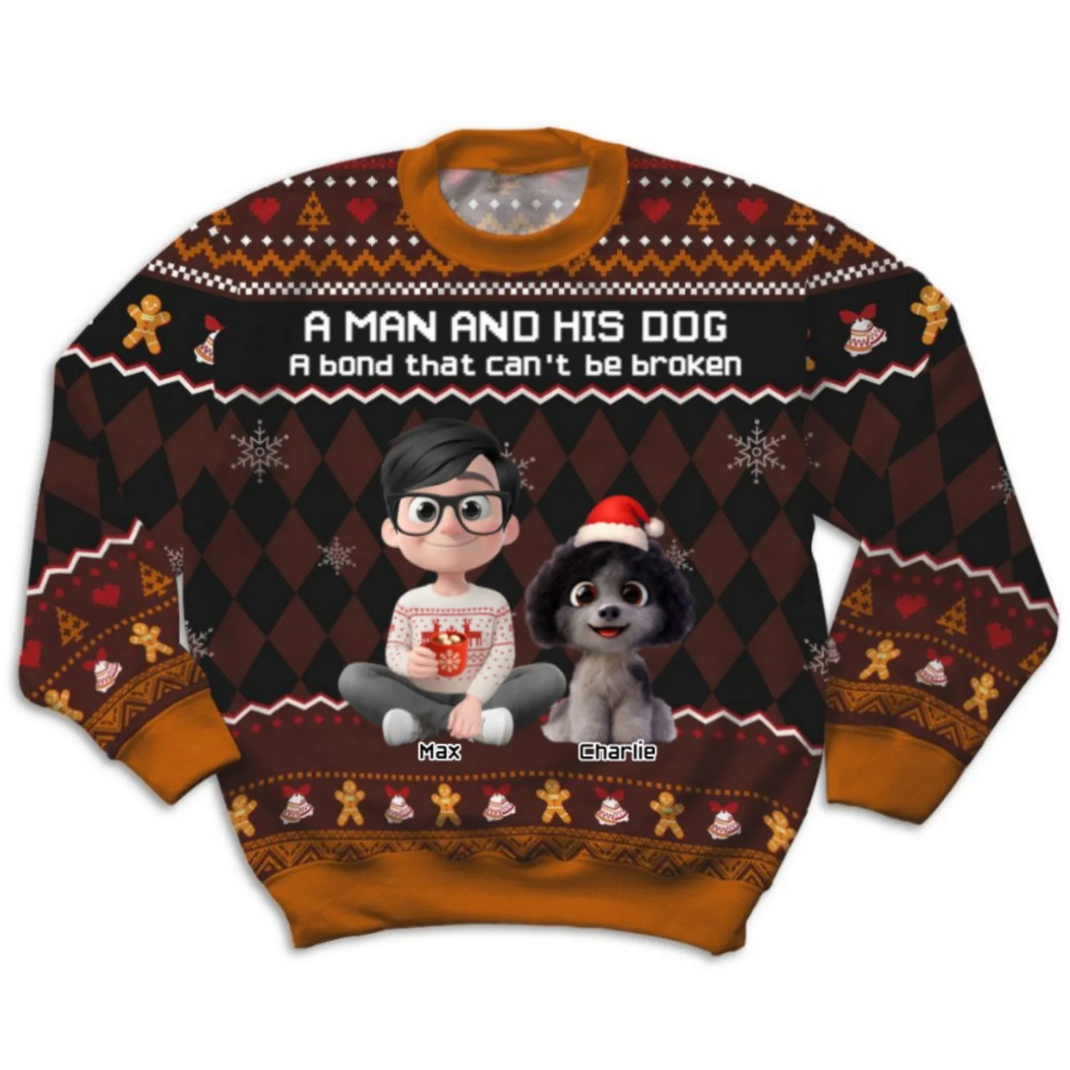 Just A Man Who Loves His Dog Christmas Ver Kid - Personalized Custom All-Over-Print Sweatshirt - Image 8