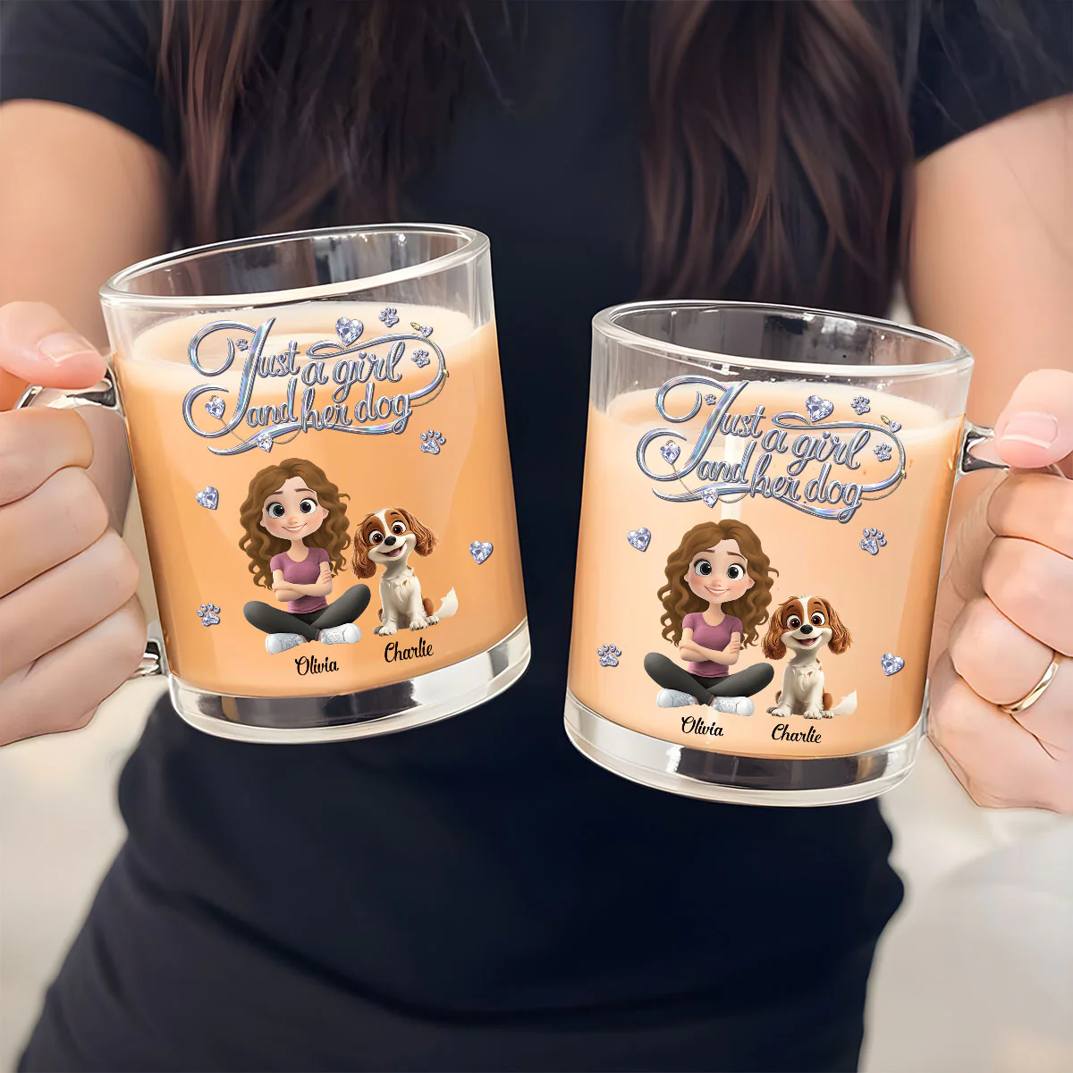 Just Being A Girl - Personalized Custom 3D Effect Glass Mug - Image 2