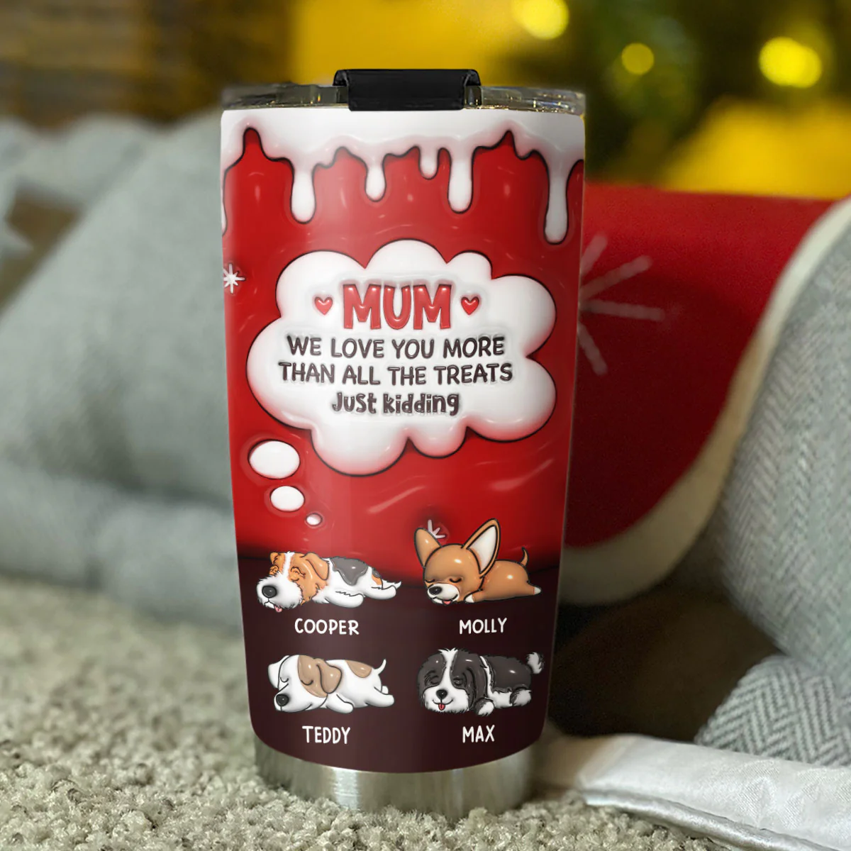 Just Kidding Dad Mom - Personalized Custom 3D Inflated Effect Tumbler - Image 2