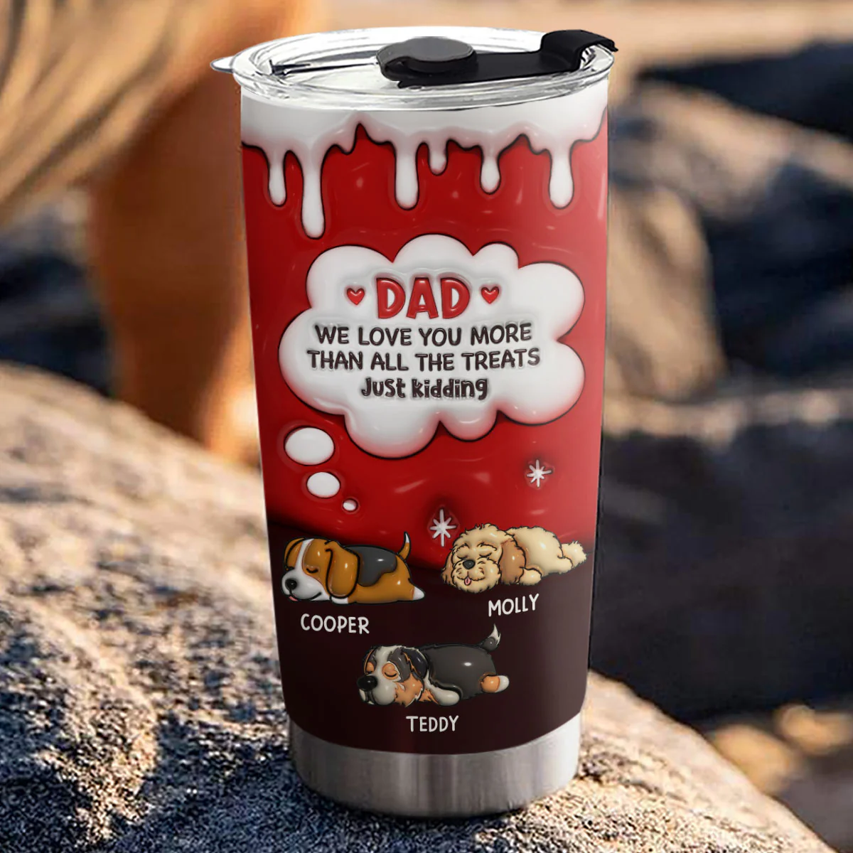 Just Kidding Dad Mom - Personalized Custom 3D Inflated Effect Tumbler - Image 3