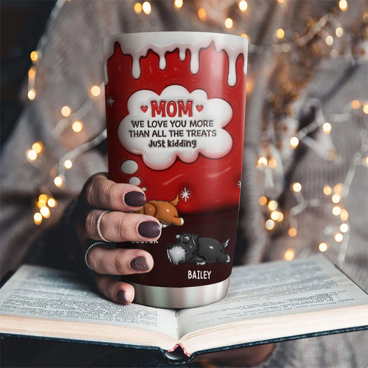 Just Kidding Dad Mom - Personalized Custom 3D Inflated Effect Tumbler - Image 4