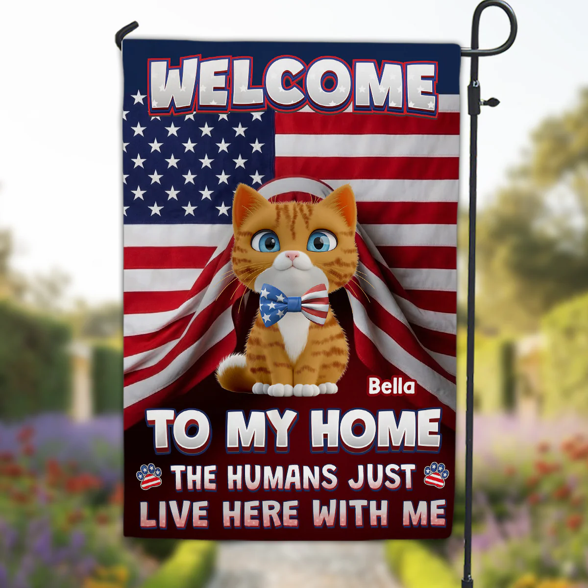 Just Live Here With American Pets - Personalized Custom Flag - Image 4