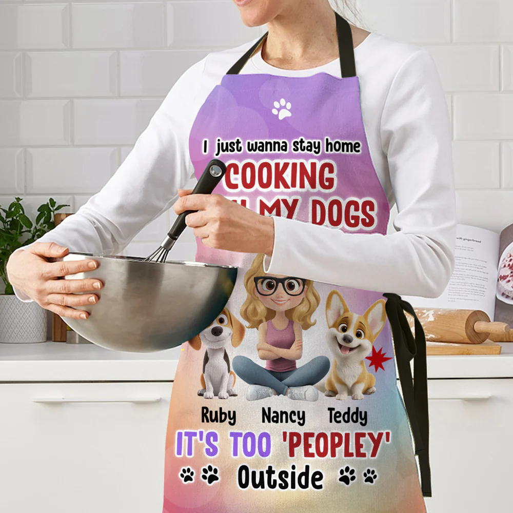 Just Wanna Cooking With My Dogs - Personalized Custom Apron - Image 4