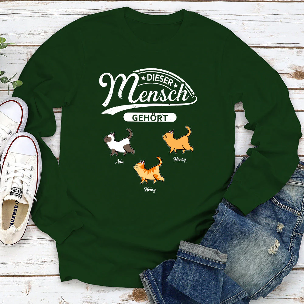 Katze Dieser Mensch Gehört - Personalisiertes Langarm T-Shirt - Image 2
