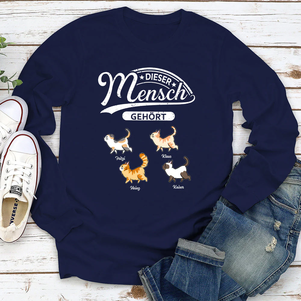 Katze Dieser Mensch Gehört - Personalisiertes Langarm T-Shirt - Image 3