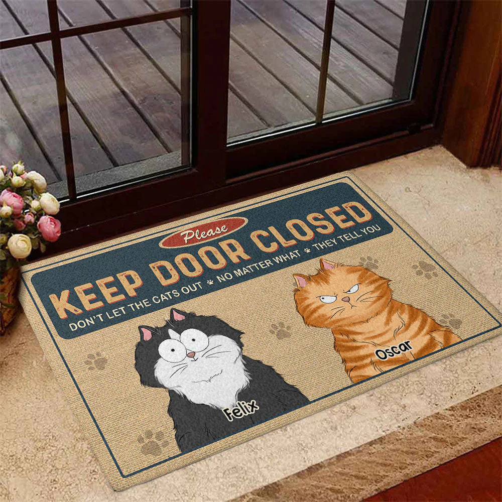 Keep Door Closed Cats Planning Escape - Personalized Custom Doormat - Image 4