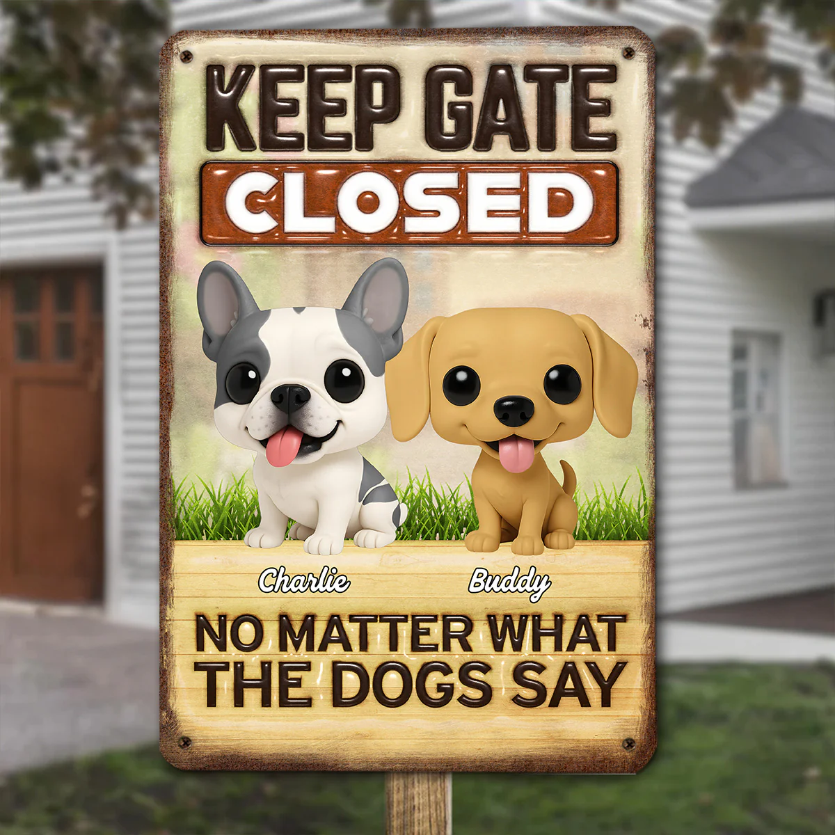 Keep Gate Closed - Personalized Custom 3D Inflated Effect Metal Sign