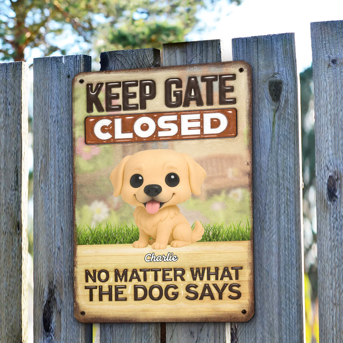 Keep Gate Closed - Personalized Custom 3D Inflated Effect Metal Sign - Image 3