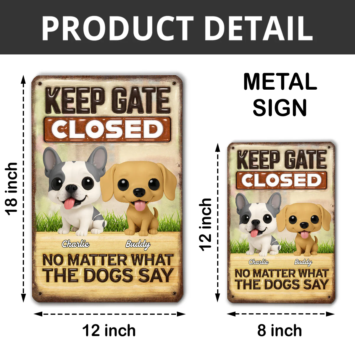 Keep Gate Closed - Personalized Custom 3D Inflated Effect Metal Sign - Image 5