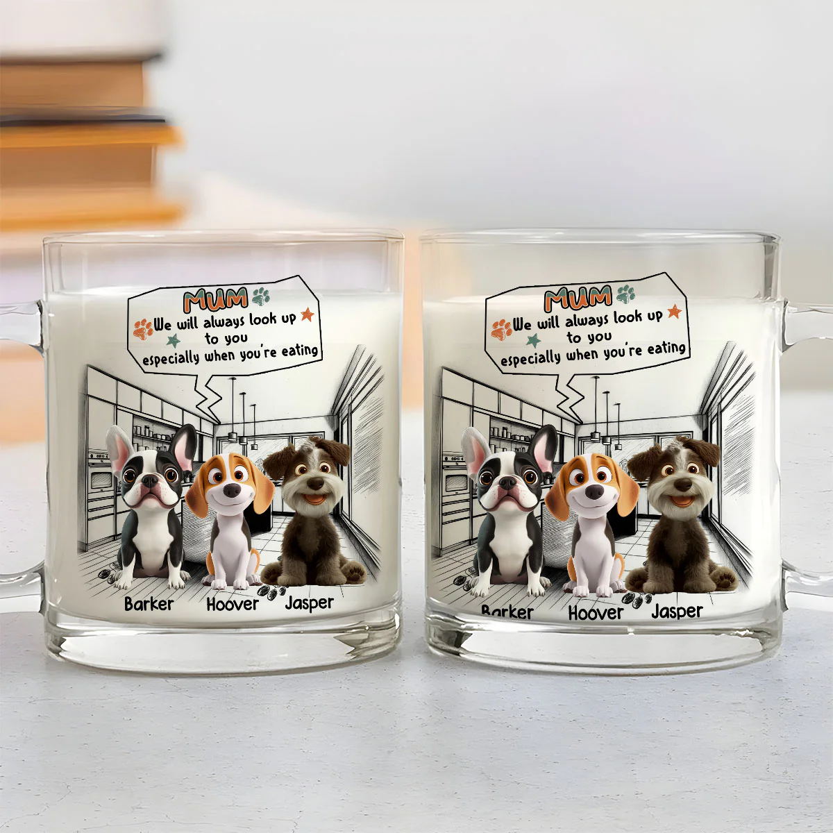 Keep Staring At You When Eating - Personalized Custom Glass Mug - Image 3