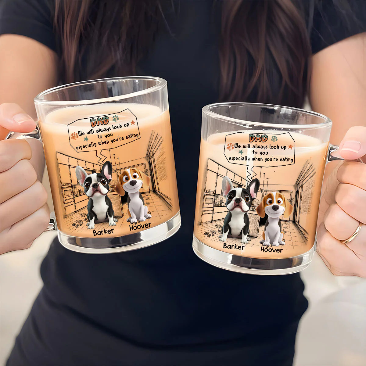 Keep Staring At You When Eating - Personalized Custom Glass Mug - Image 4