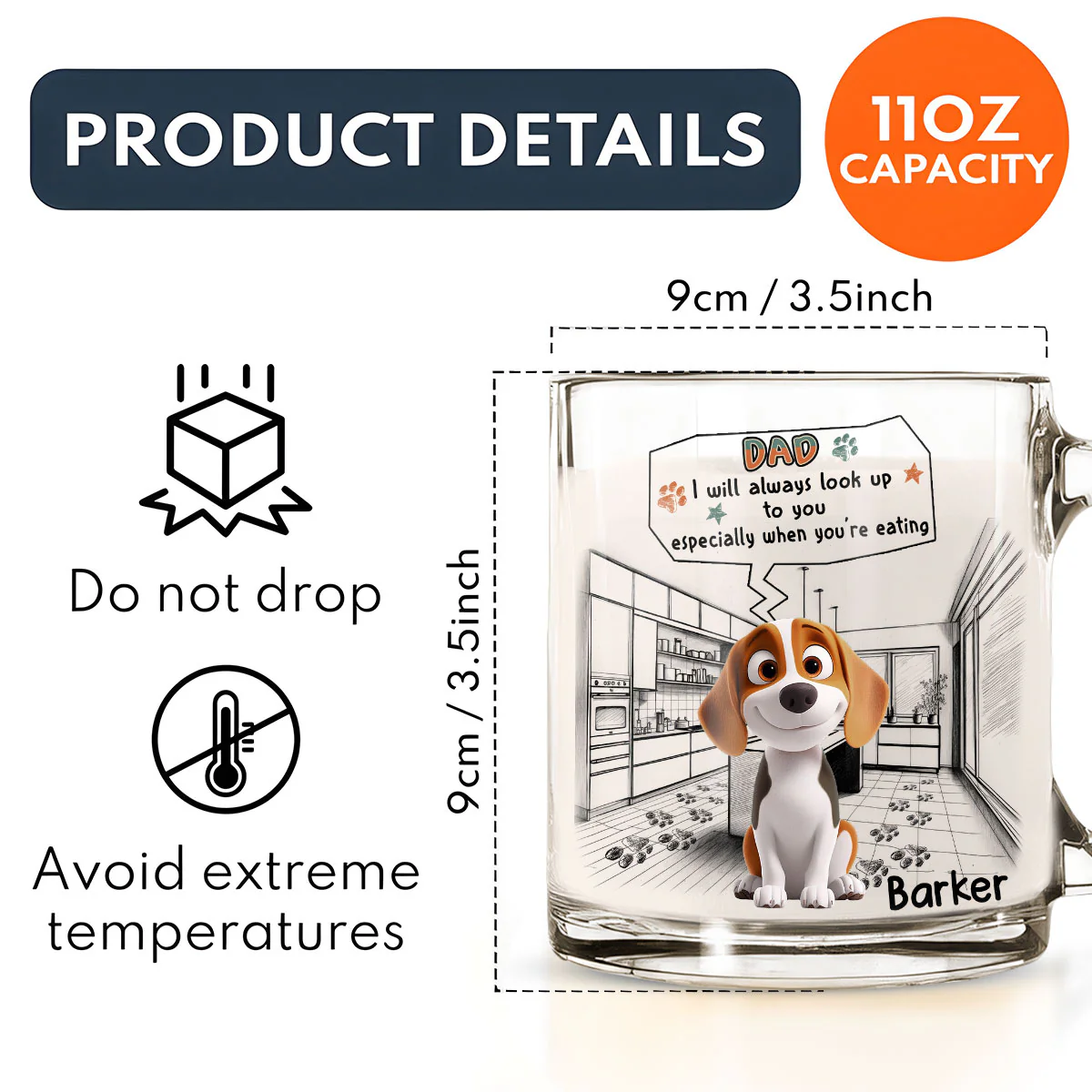 Keep Staring At You When Eating - Personalized Custom Glass Mug - Image 5