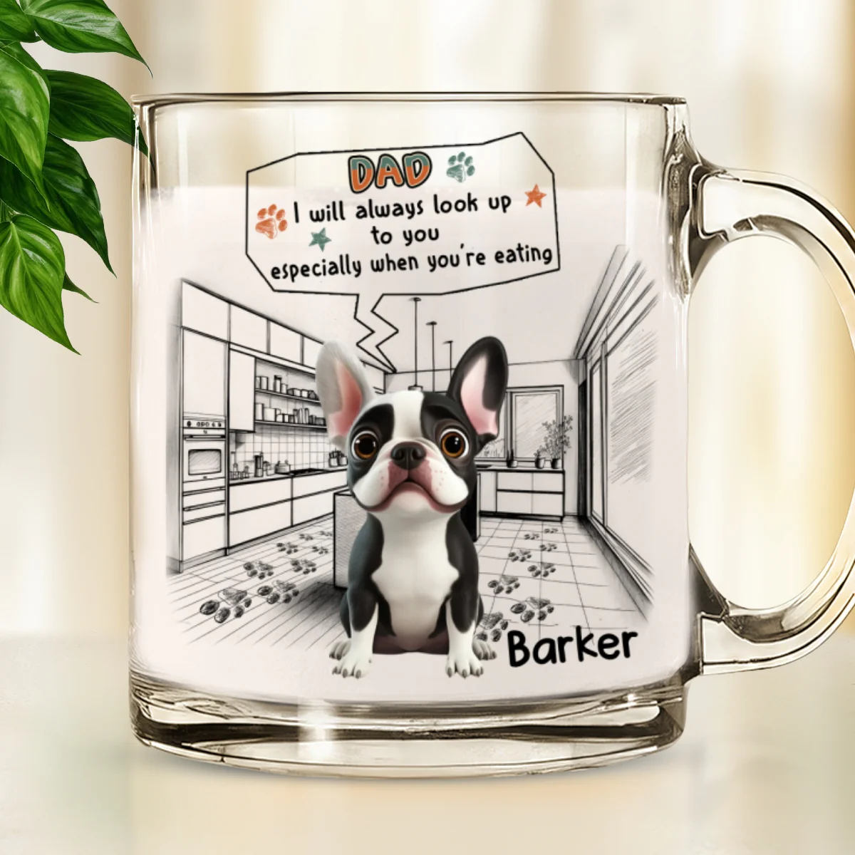 Keep Staring At You When Eating - Personalized Custom Glass Mug - Image 6