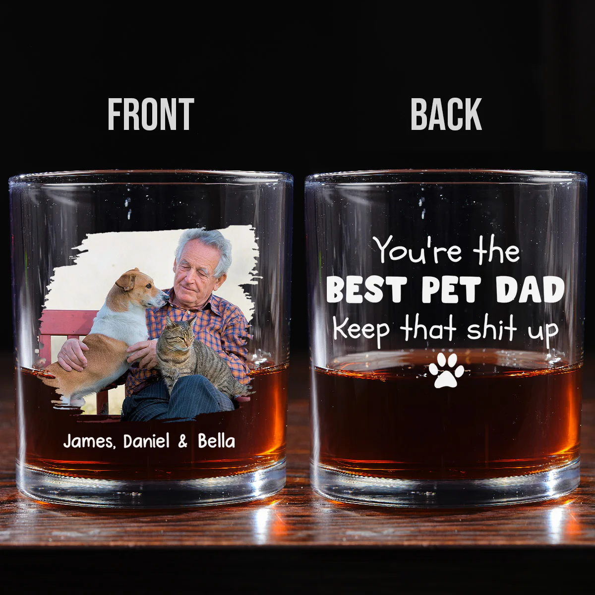 Keep That Shit Up Pet Photo Ver - Personalized Custom Whiskey Glass