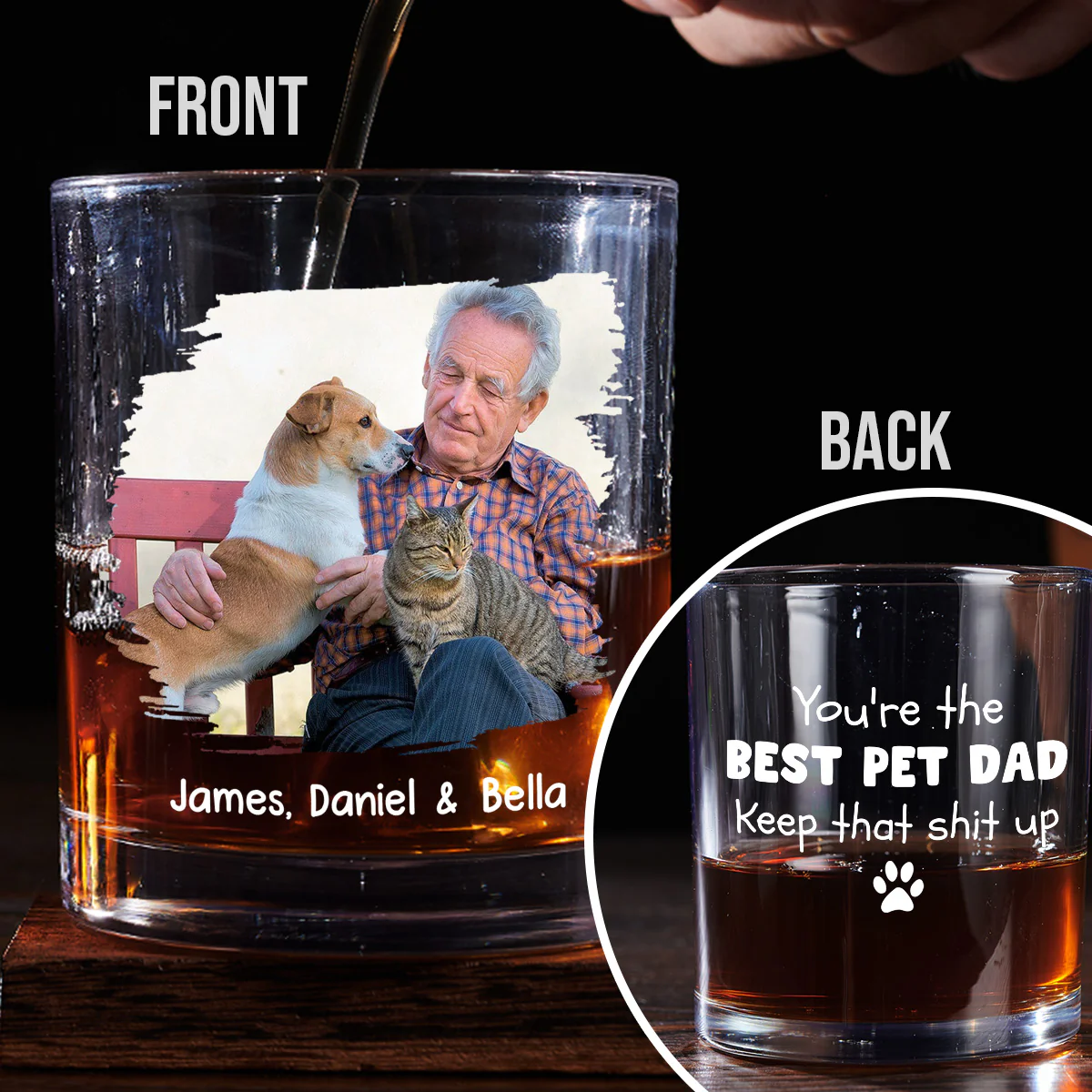 Keep That Shit Up Pet Photo Ver - Personalized Custom Whiskey Glass - Image 2