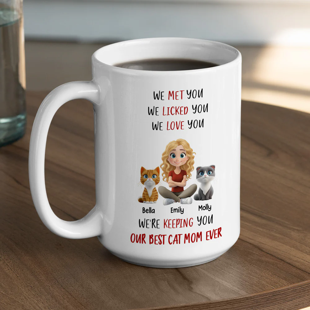 Keeping My Best Cat Mom - Personalized Custom Coffee Mug - Image 5