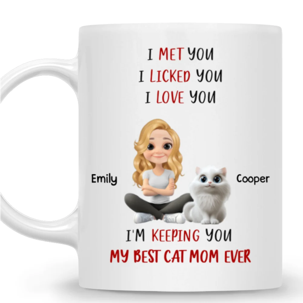 Keeping My Best Cat Mom - Personalized Custom Coffee Mug - Image 7