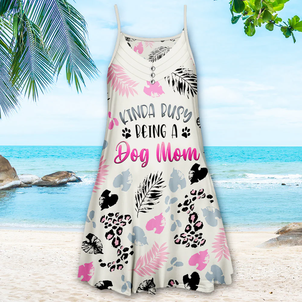 Kinda Busy Being A Dog Mom 1 - Strap Dress - Image 4
