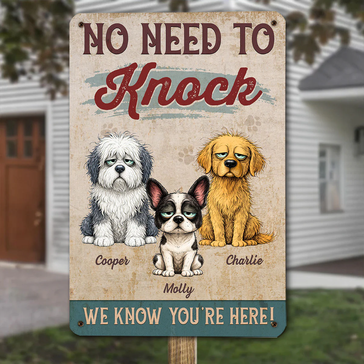Knock Knock Dog Know You Here - Personalized Custom Metal Sign - Image 4