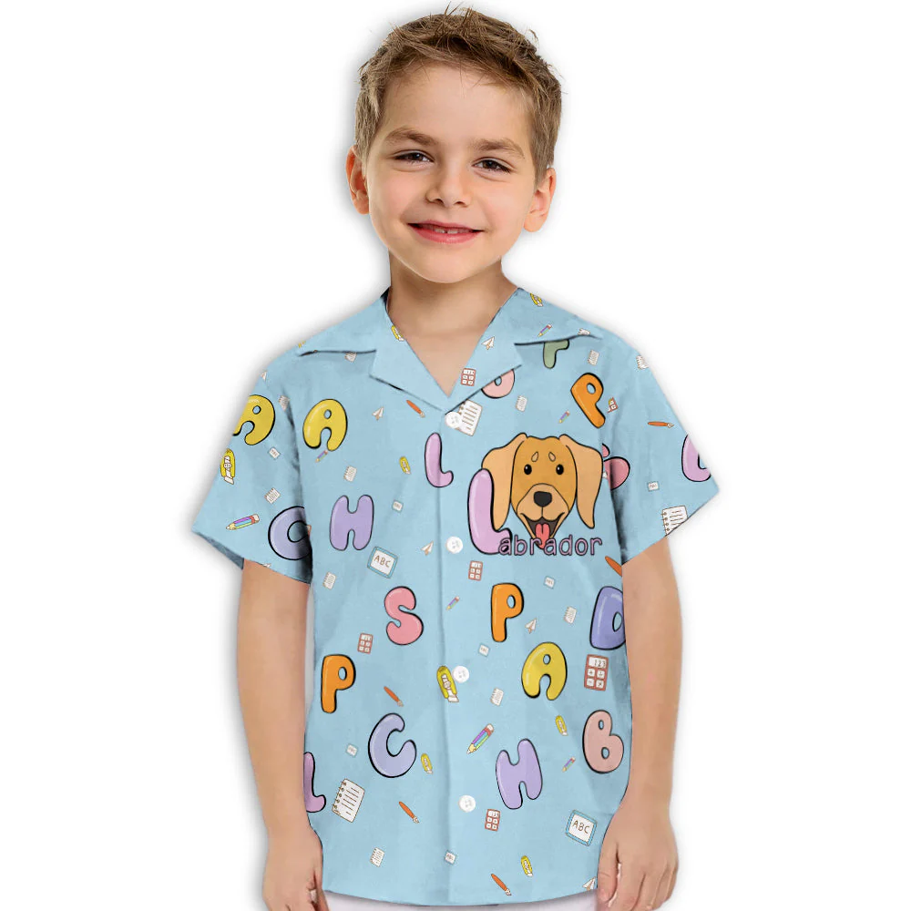 Labrador And Alphabet - Kids Button-up Shirt - Image 2