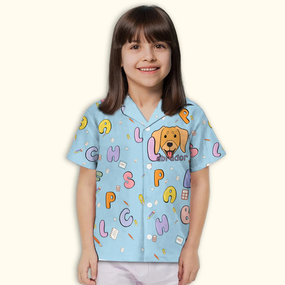 Labrador And Alphabet - Kids Button-up Shirt - Image 3