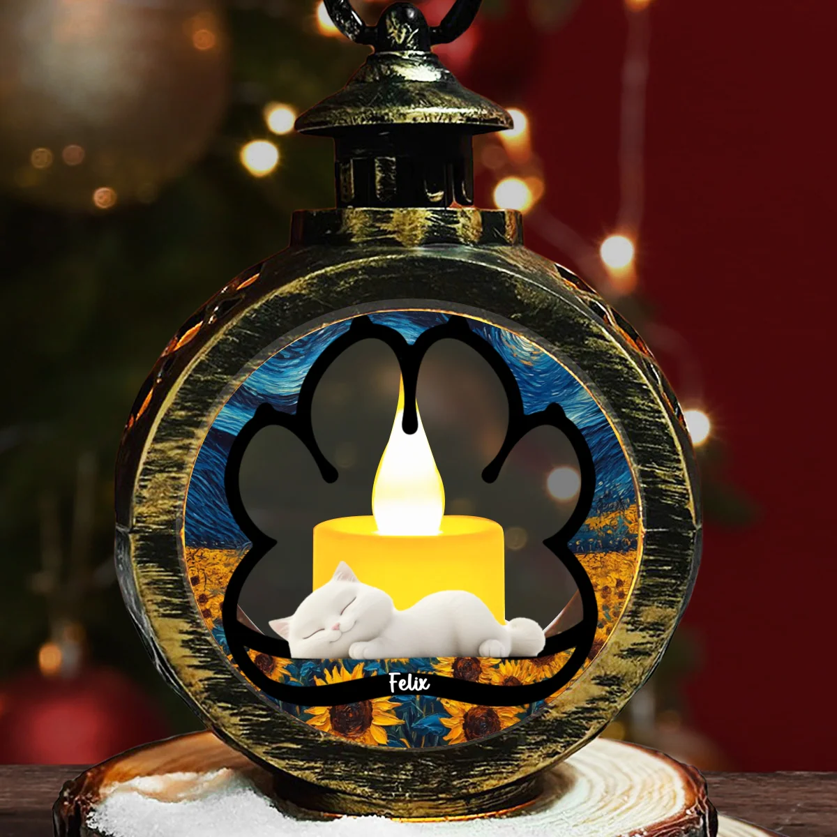 Lay Here With Cat - Personalized Custom Christmas Lantern - Image 6