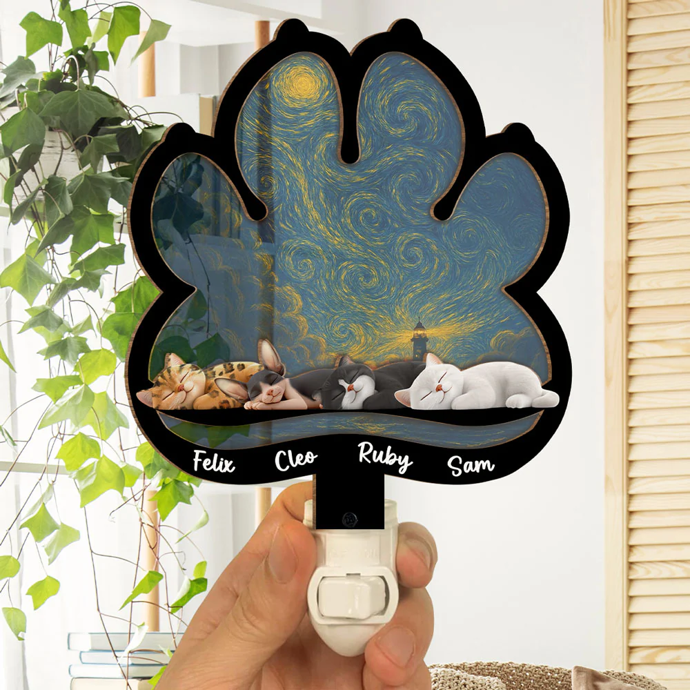 Lay Here With Me Cat Ver - Personalized Custom Wood And Acrylic Night Light - Image 4