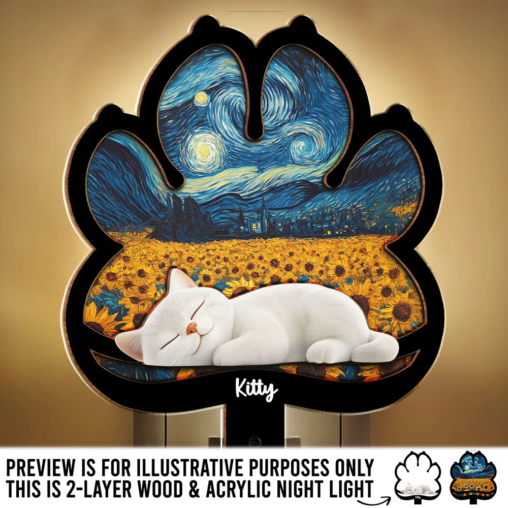 Lay Here With Me Cat Ver - Personalized Custom Wood And Acrylic Night Light - Image 6