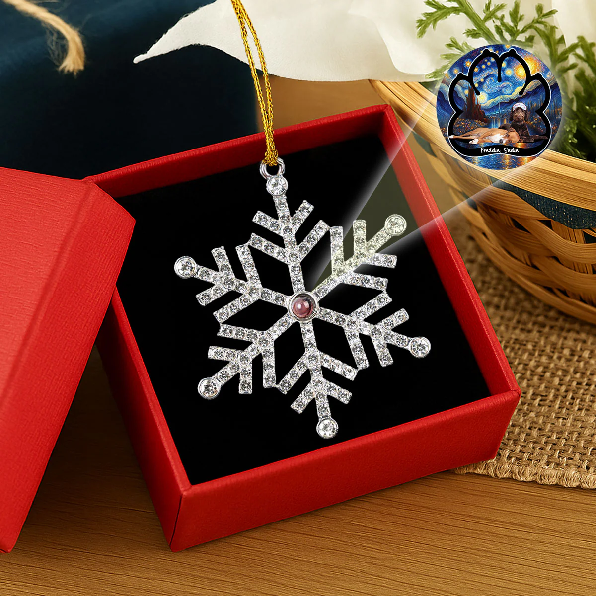 Lay Here With Me - Personalized Custom Photo Snowflake Projection Ornament - Image 4