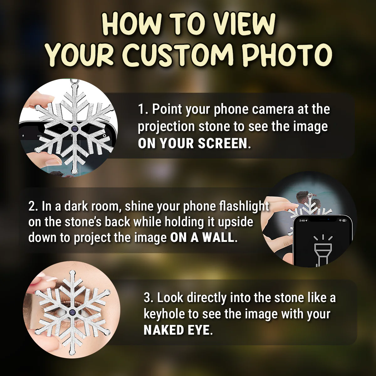 Lay Here With Me - Personalized Custom Photo Snowflake Projection Ornament - Image 5