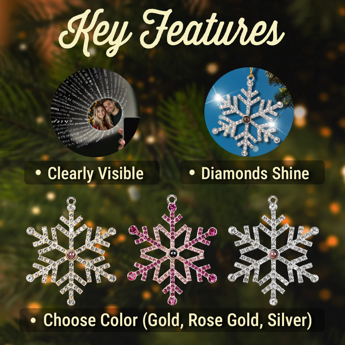 Lay Here With Me - Personalized Custom Photo Snowflake Projection Ornament - Image 6