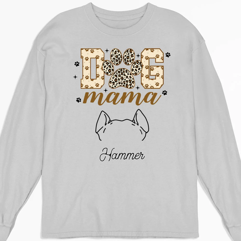 Leopard Dog Mama - Personalized Custom Long Sleeve T-shirt - Image 4