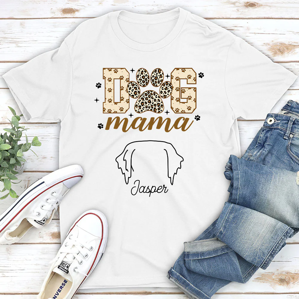 Leopard Dog Mama - Personalized Custom Unisex T-shirt - Image 3