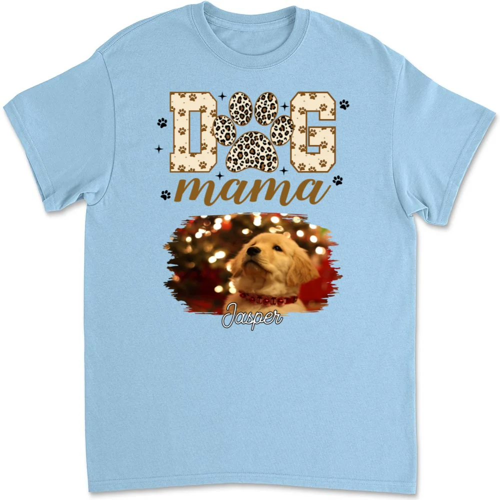 Leopard Dog Mama Photo - Personalized Custom Unisex T-shirt - Image 4