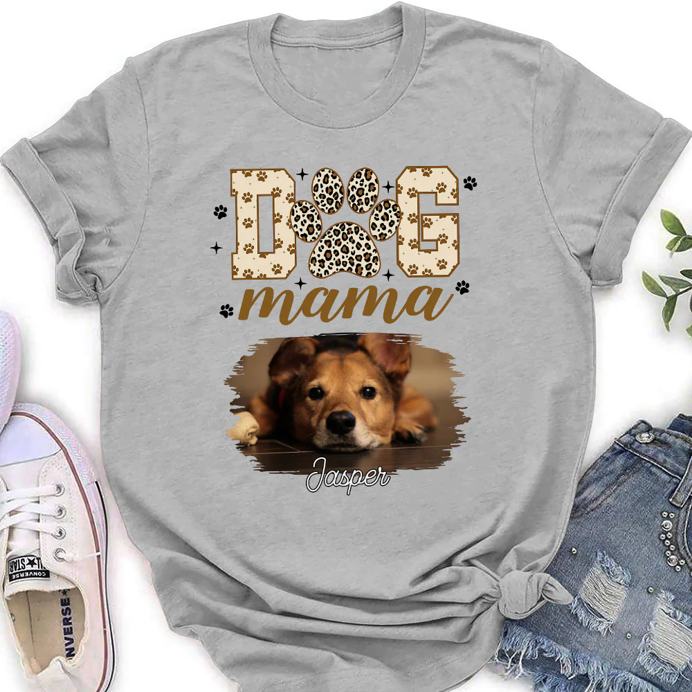 Leopard Dog Mama Photo - Personalized Custom Women's T-shirt