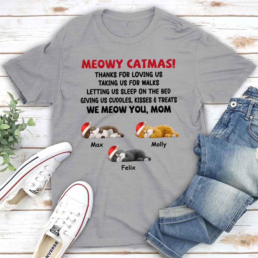 Letting Me Sleep With Cat Mom Dad - Personalized Custom Unisex T-Shirt - Image 2