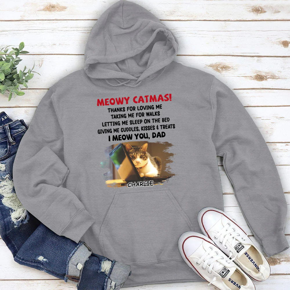 Letting Me Sleep With Cat Mom Dad Photo - Personalized Custom Hoodie - Image 2