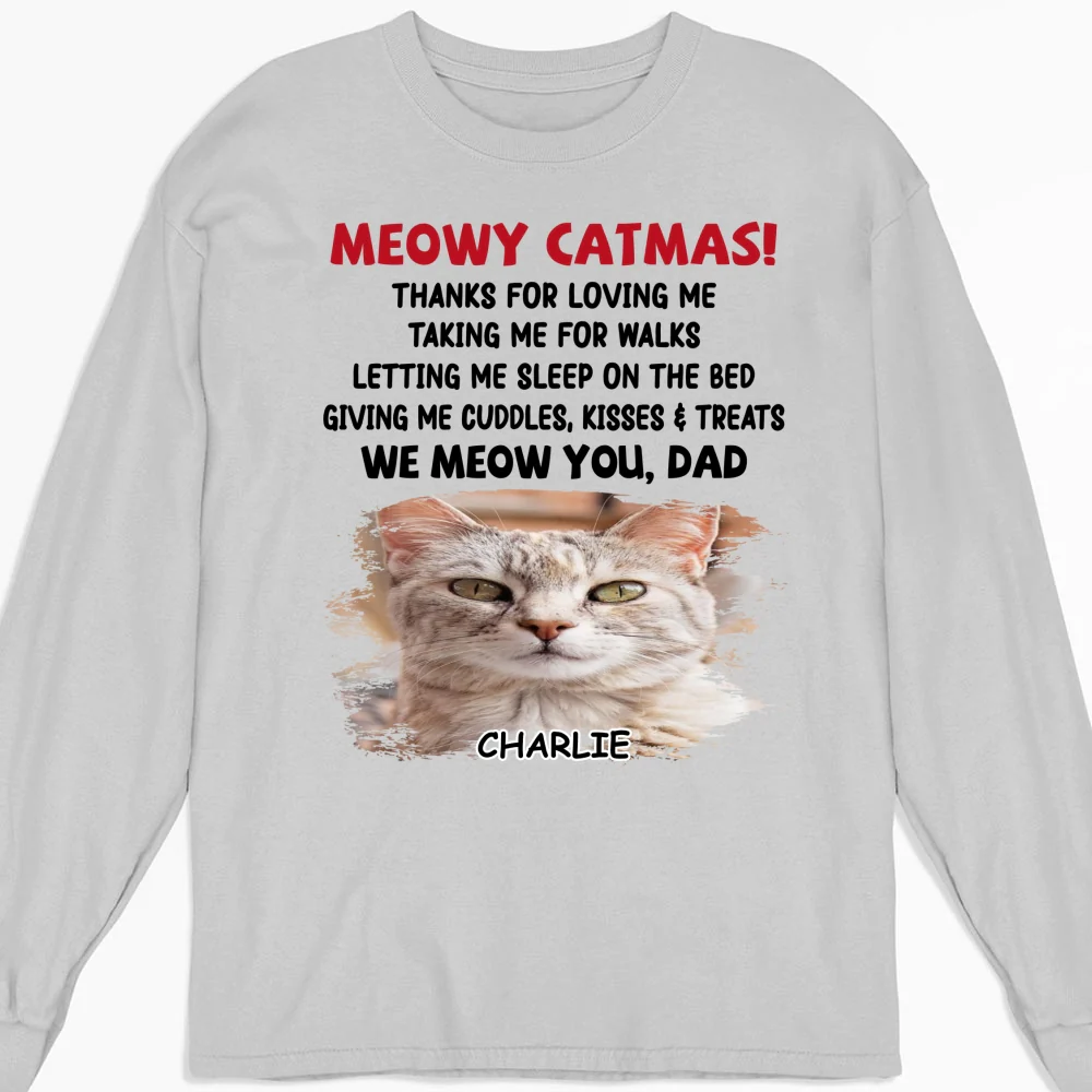 Letting Me Sleep With Cat Mom Dad Photo - Personalized Custom Long Sleeve T-Shirt - Image 4
