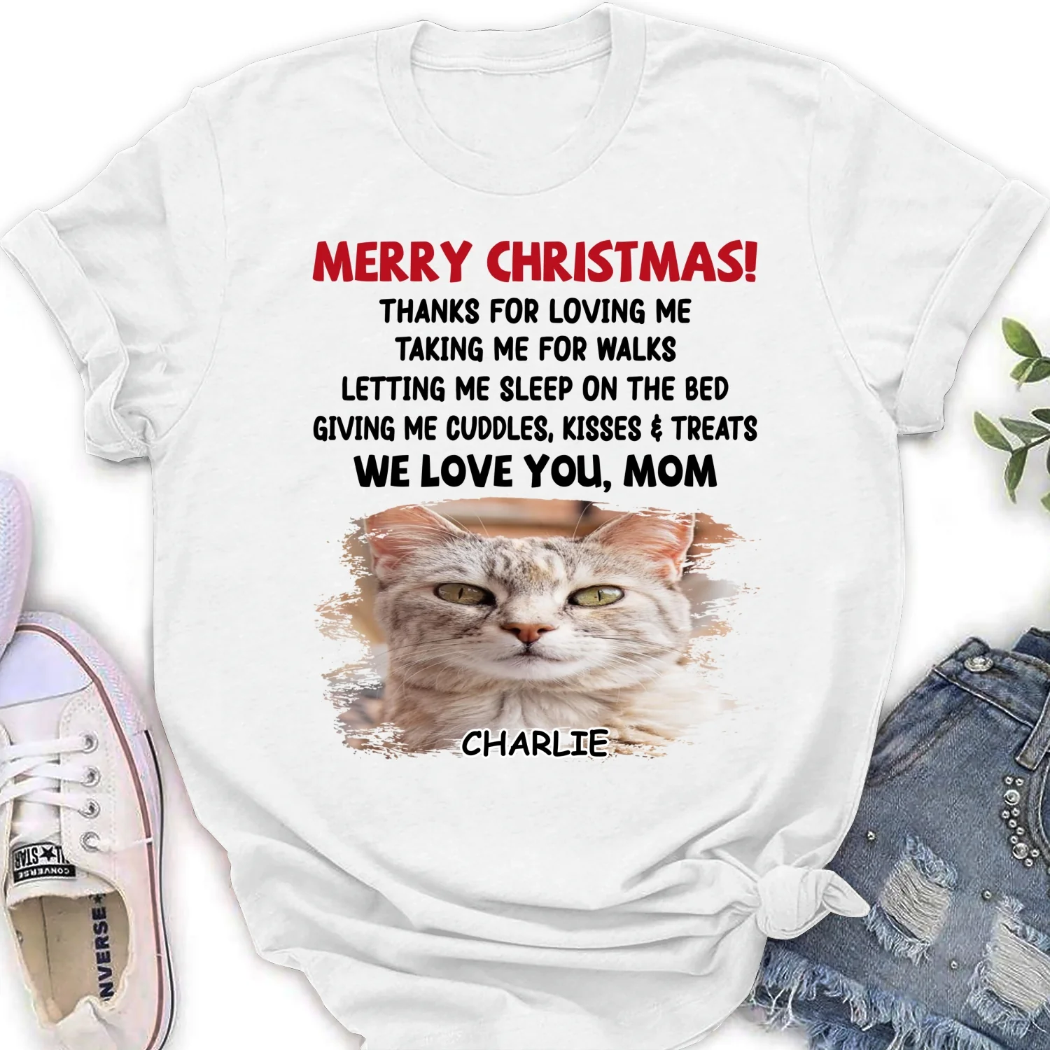 Letting Me Sleep With Pet Mom Dad Photo - Personalized Custom Women's T-Shirt - Image 4
