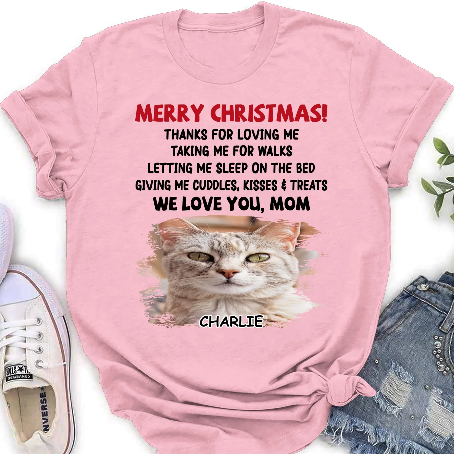 Letting Me Sleep With Pet Mom Dad Photo - Personalized Custom Women's T-Shirt - Image 6