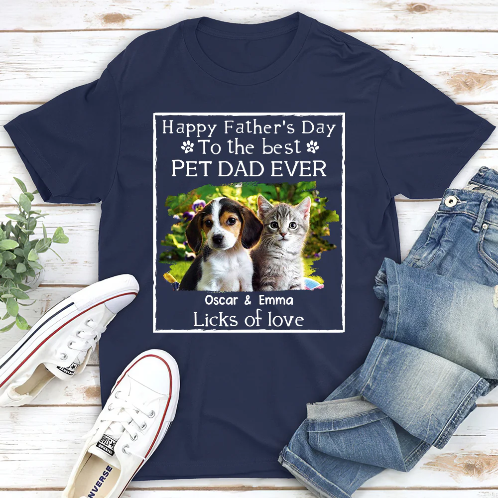 Licks Of Love Pet Photo Ver - Personalized Custom Unisex T-shirt - Image 2